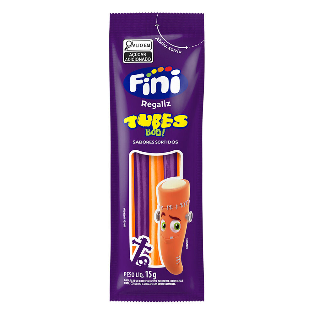 Tubes Boo Uva e Tangerina  12 pacotes de 15g cada - Fini