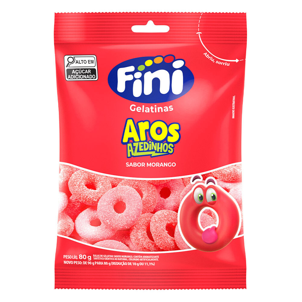 Aros de Morango Azedinhos 80g - Fini