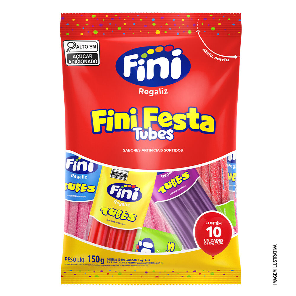 Pacote Fini Tubes Fa&ccedil;a a Festa 10 pacotes com 15g Sabores Sortidos 