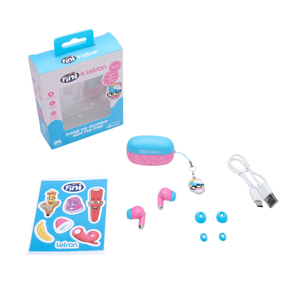 Fone de Ouvido sem Fio Bluetooth 5.3, Rosa e Azul - Fini