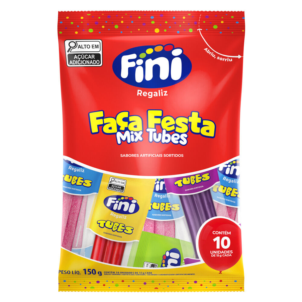 Tubes Faça Festa Mix com 10 pacotes de 15g cada - Fini