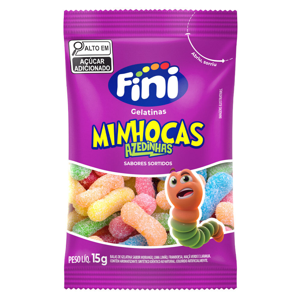 Mini Minhocas Azedinhas com 12x15g cada - Fini