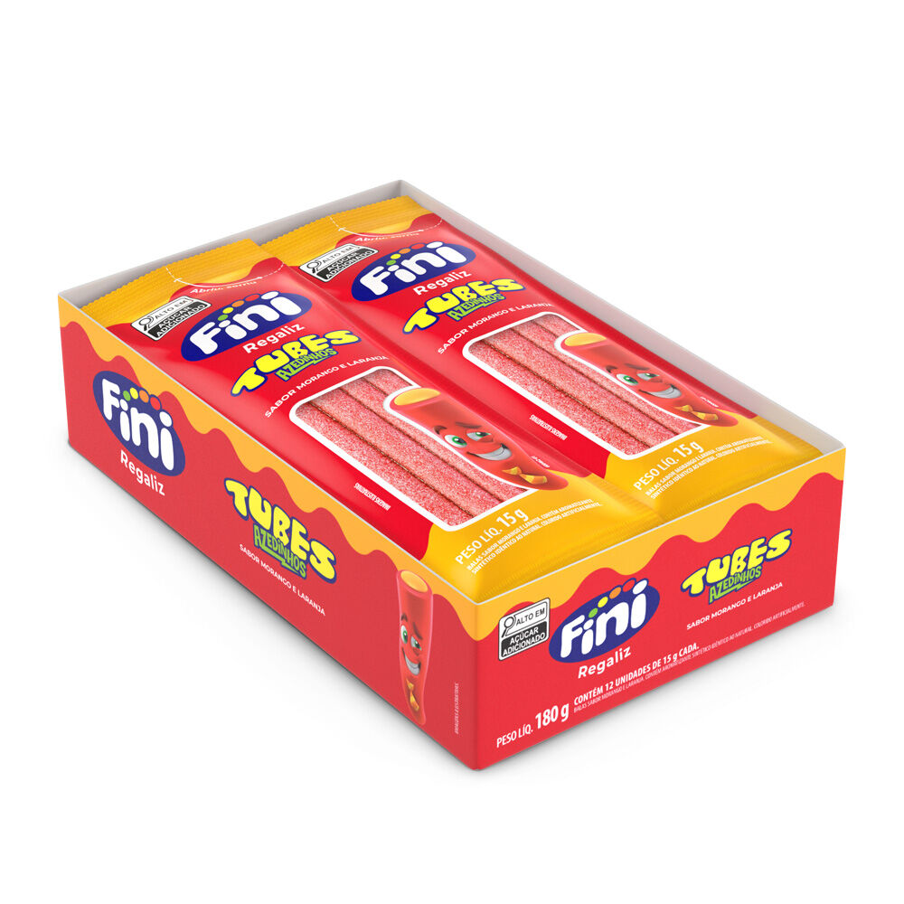 Tubes Morango com Laranja Azedinho 12x15g - Fini