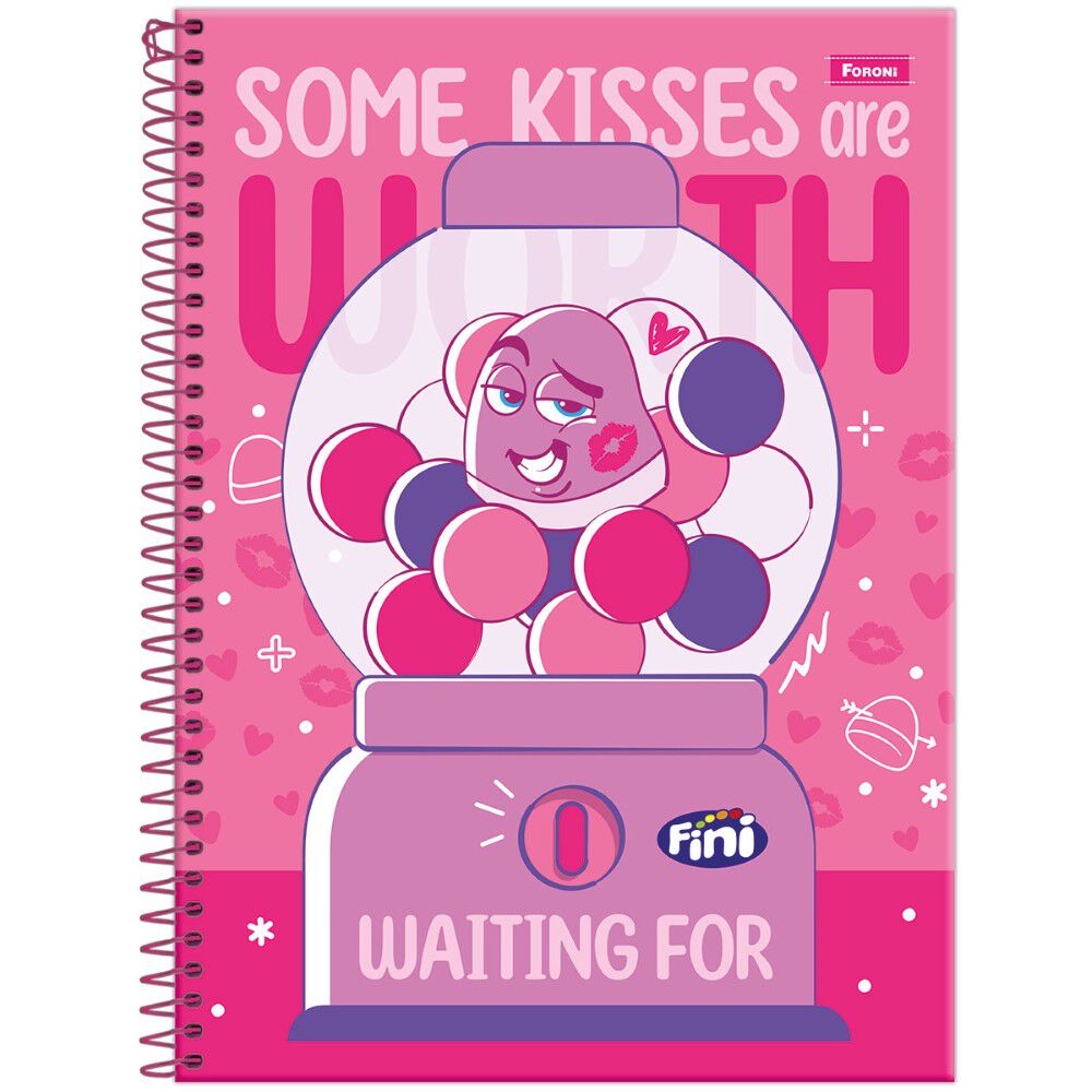 Caderno Universit&aacute;rio 80 Folhas 1 Mat&eacute;ria Beijos - Fini