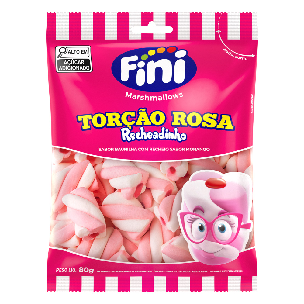 Marsh. Tor&ccedil;&atilde;o Rosa Recheadinho 80g - Fini